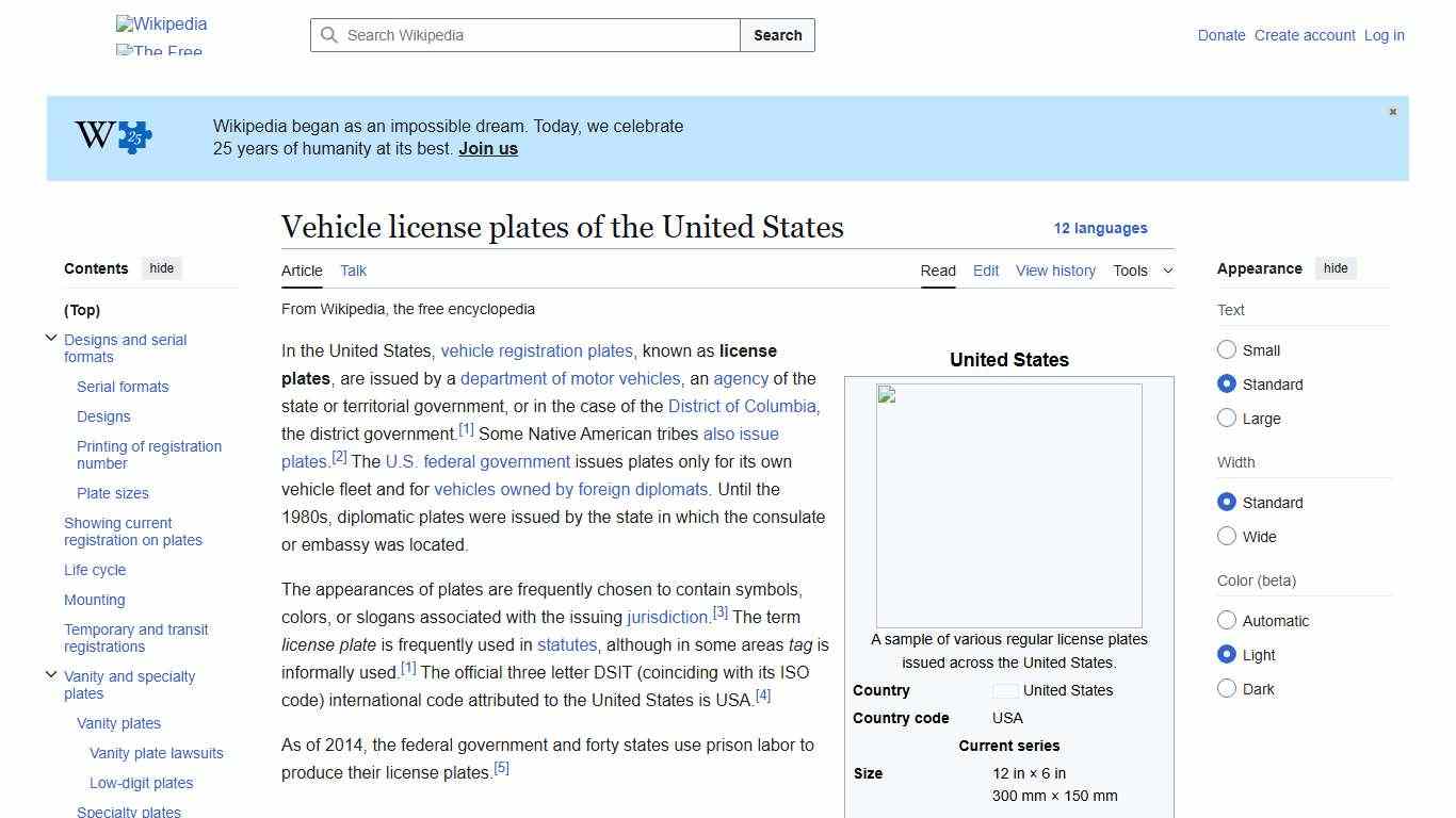 Vehicle license plates of the United States - Wikipedia