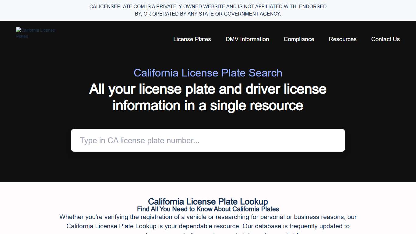 California License Plate Lookup